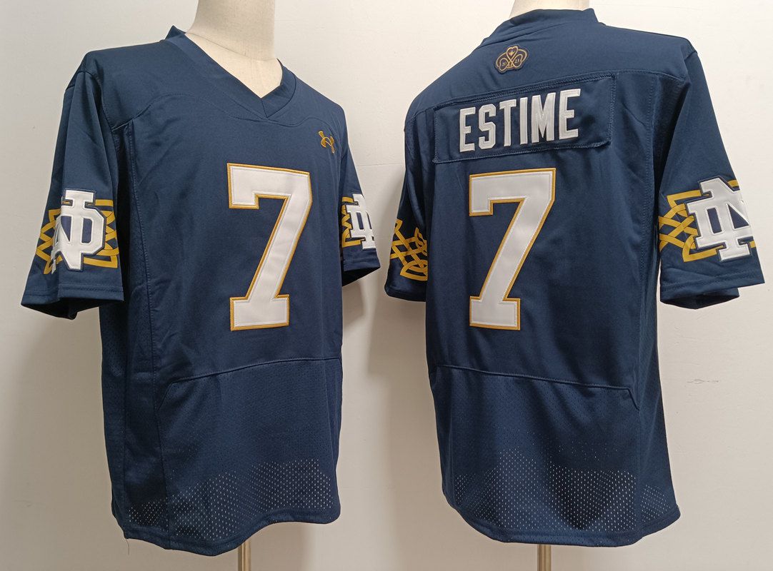 Men Norte Dame Fighting Irish #7 Estime Blue Elite 2025 NCAA Jersey